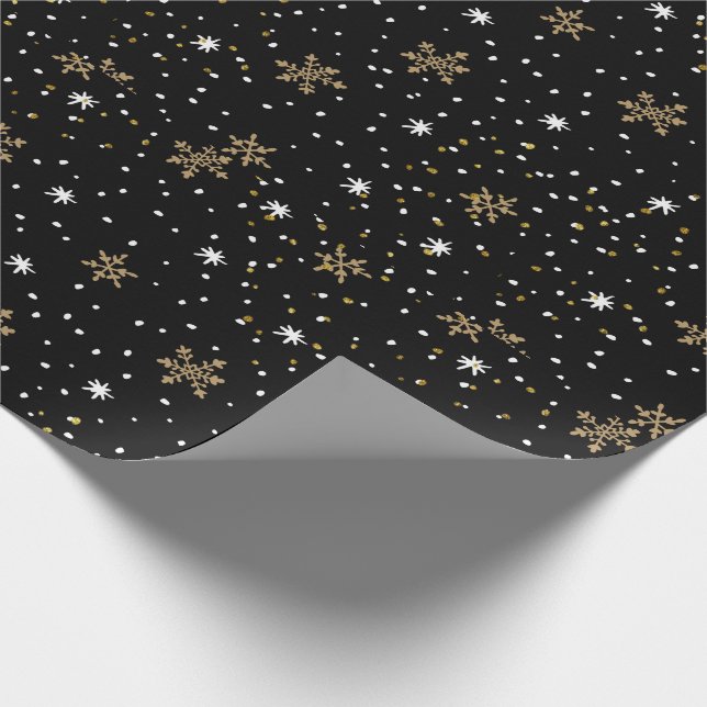 White Gold Snowflakes Christmas Wrapping Paper (Corner)
