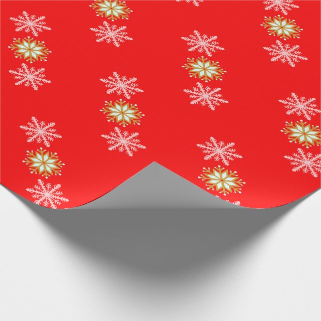 White & Gold Snowflakes Gift Wrap Paper (Corner)