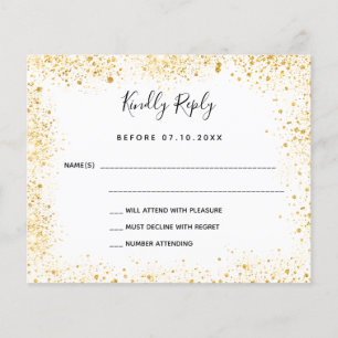 White gold sparkles budget wedding RSVP