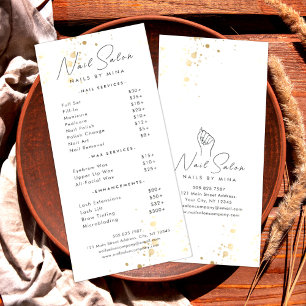 White Gold Specks Nail Salon Price List Rack Card
