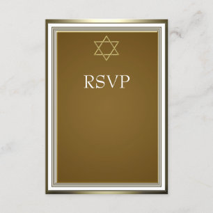 White Gold Star of David Bar Mitzvah RSVP Card