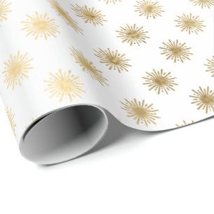 White Gold Stars Confetti Delicate Confetti Sun Wrapping Paper
