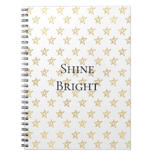 White Gold Stars Shine Bright Notebook