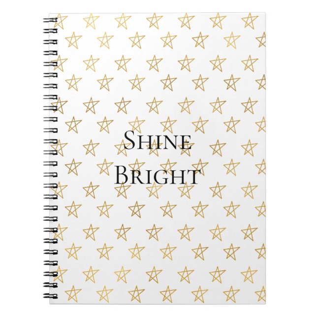 White Gold Stars Shine Bright  Notebook (Front)