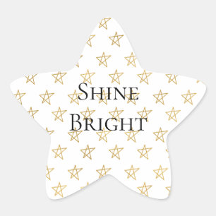 White Gold Stars Shine Bright  Star Sticker