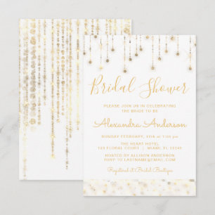 White Gold String Lights Bridal Shower Invitation