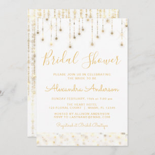 White Gold String Lights Bridal Shower Invitation