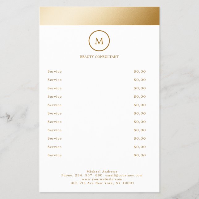 White Gold Stripe Monogramm Circle Flyer (Front)