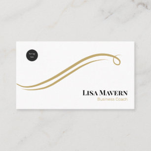 White & Gold Swirl Luxury  Business Card