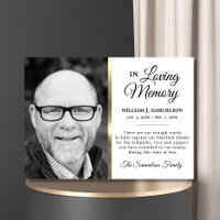 White Gold Sympathy Funeral Memory THANK YOU Photo