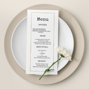 White gold typewriter font rustic Wedding Menu