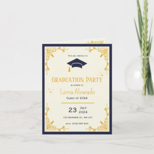White Gold Vintage Graduation Invitation