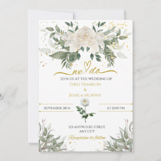 White & Gold 'We Do' Wedding Invitation