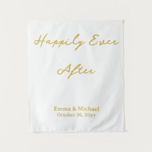 White & Gold Wedding Banner Personalised Ceremony Tapestry
