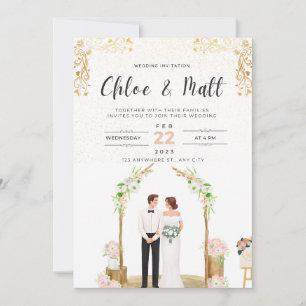 White & Gold Wedding Invitation