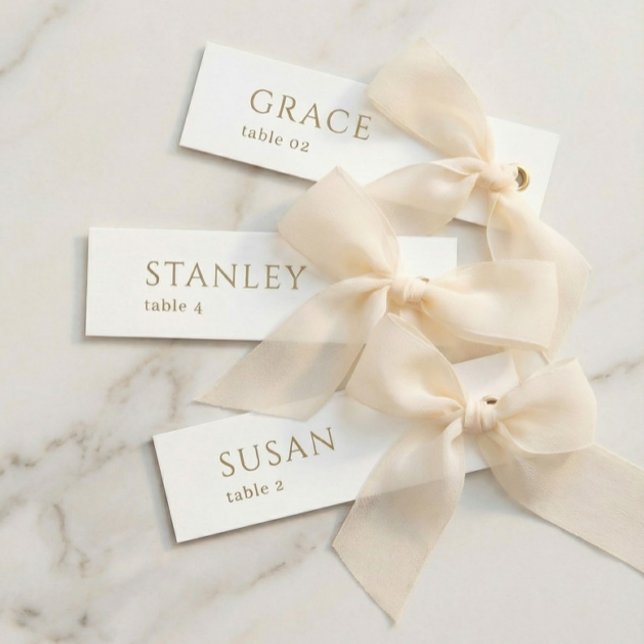 White Gold Wedding Name Tag Table Menu Cards (Creator Uploaded)