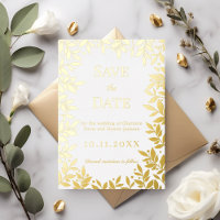 White gold wedding Save the Date foil card
