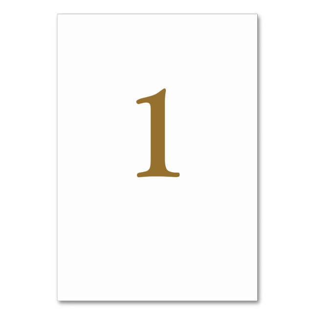 White/Gold Wedding Table Number Card (Front)