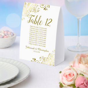 White & Gold Wedding Table Number Seating Chart