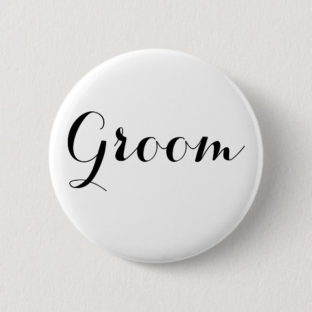 White Gold Wedding Team Groom 6 Cm Round Badge (Front)