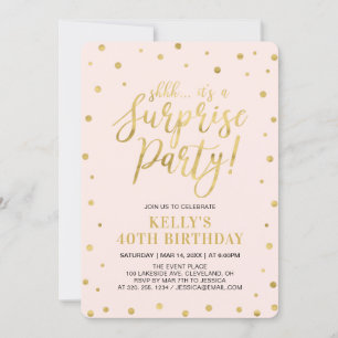 White & Gold   Women 40th Surprise Birthday Party Invitation