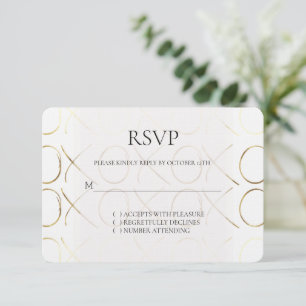 White Gold XOXO Love Wedding RSVP Card