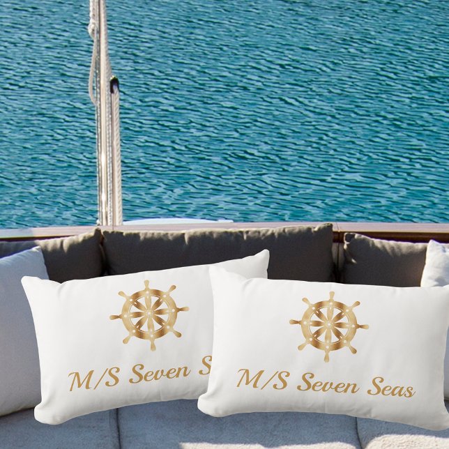 White gold yacht boat name steering wheel coastal lumbar cushion (Creator Uploaded)