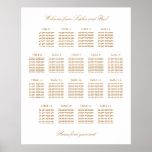 White Golden Beige 18 Table Wedding Seating Chart