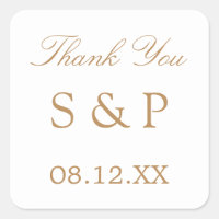 White Golden Beige Wedding Favour Thank You