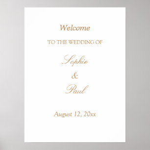 White Golden Beige Wedding Welcome Poster
