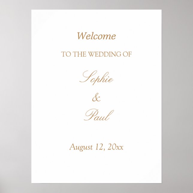 White Golden Beige Wedding Welcome Poster (Front)