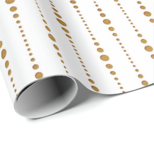 White Golden Delicate Small Polka Dots Drops Wrapping Paper
