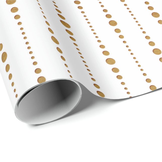 White Golden Delicate Small Polka Dots Drops Wrapping Paper (Roll Corner)