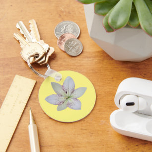White Golden-rayed lily Flower Key Ring