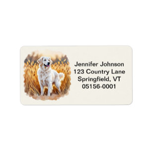 White Golden Retriever Dog Label