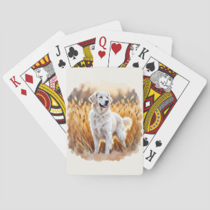 White Golden Retriever Dog Playing Cards