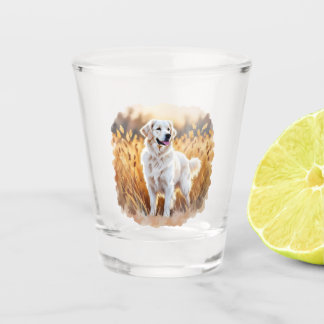 White Golden Retriever Dog Shot Glass