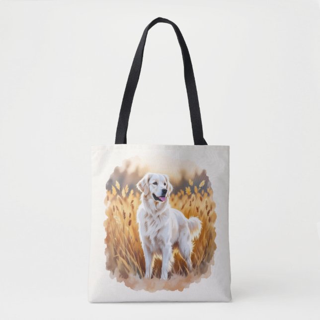 White Golden Retriever Dog Tote Bag (Front)