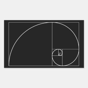 White Golden Spiral Rectangular Sticker