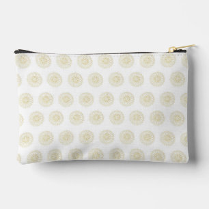 White Golden Zinnia Flower Medallions Accessory Pouch