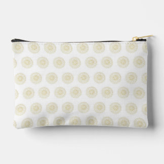 White | Golden Zinnia Flower Medallions Accessory Pouch