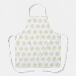 White   Golden Zinnia Flower Medallions Apron