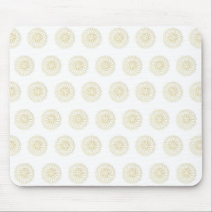 White   Golden Zinnia Flower Medallions Mouse Pad