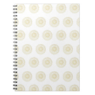 White Golden Zinnia Flower Medallions Notebook