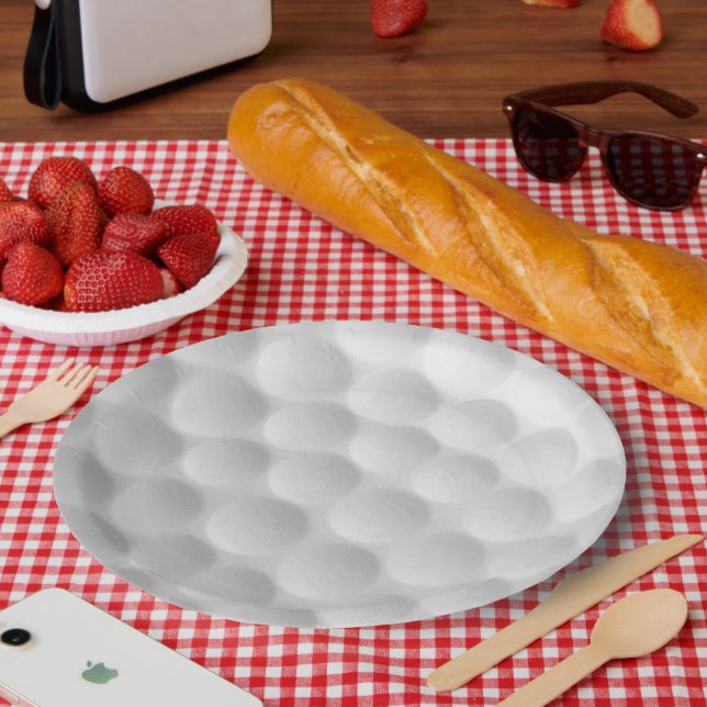 White Golf Ball Dimpled Design Paper Plate (Picnic)