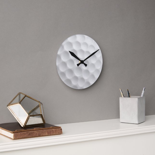 White Golf Ball Dimpled Design Round Clock (Office)