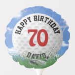 White Golf Ball for 70th Birthday Balloon<br><div class="desc">White golf ball in grass with golf club for 70th birthday party.
Birthday name and year can be customised.</div>