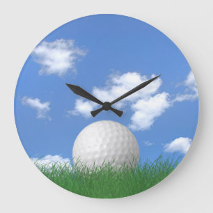 White Golf Ball In Grass Large Clock
