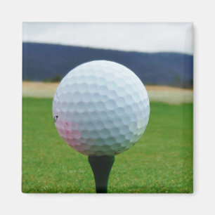 white Golf Ball on a mountain golf course Magnet