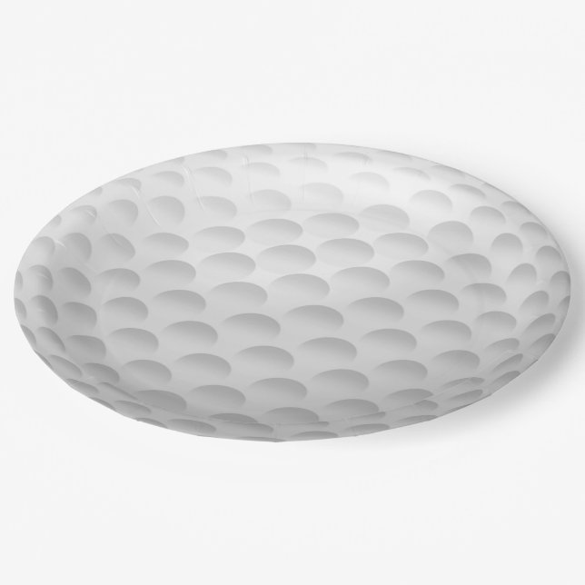 White Golf Ball Pattern Paper Plate (Angled)